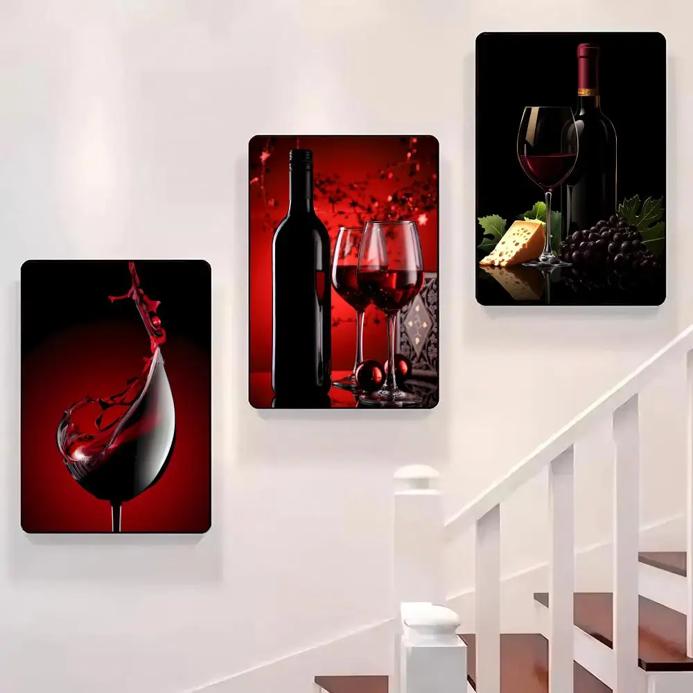 

Red Wine Pour Wine Glass Poster Sticky Wall Waterproof Home Living Room Bedroom Bar Aesthetic Decoration Perfect Gift