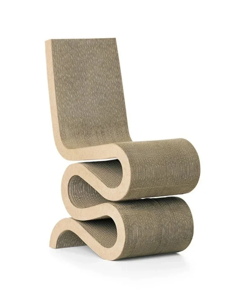 A  by a Maestro Fiberglass S-Shaped Dining Chair Modern Art Curved Soft Bag Twist-Shaped Chair