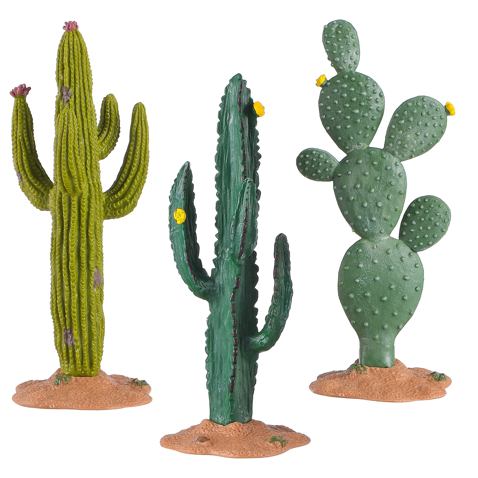 

3pcs Cactus Mini Cactus Ornaments Plants Decor Faux Mini PVC Succulent Ornaments for Home Office Car Table Shelf Tiny