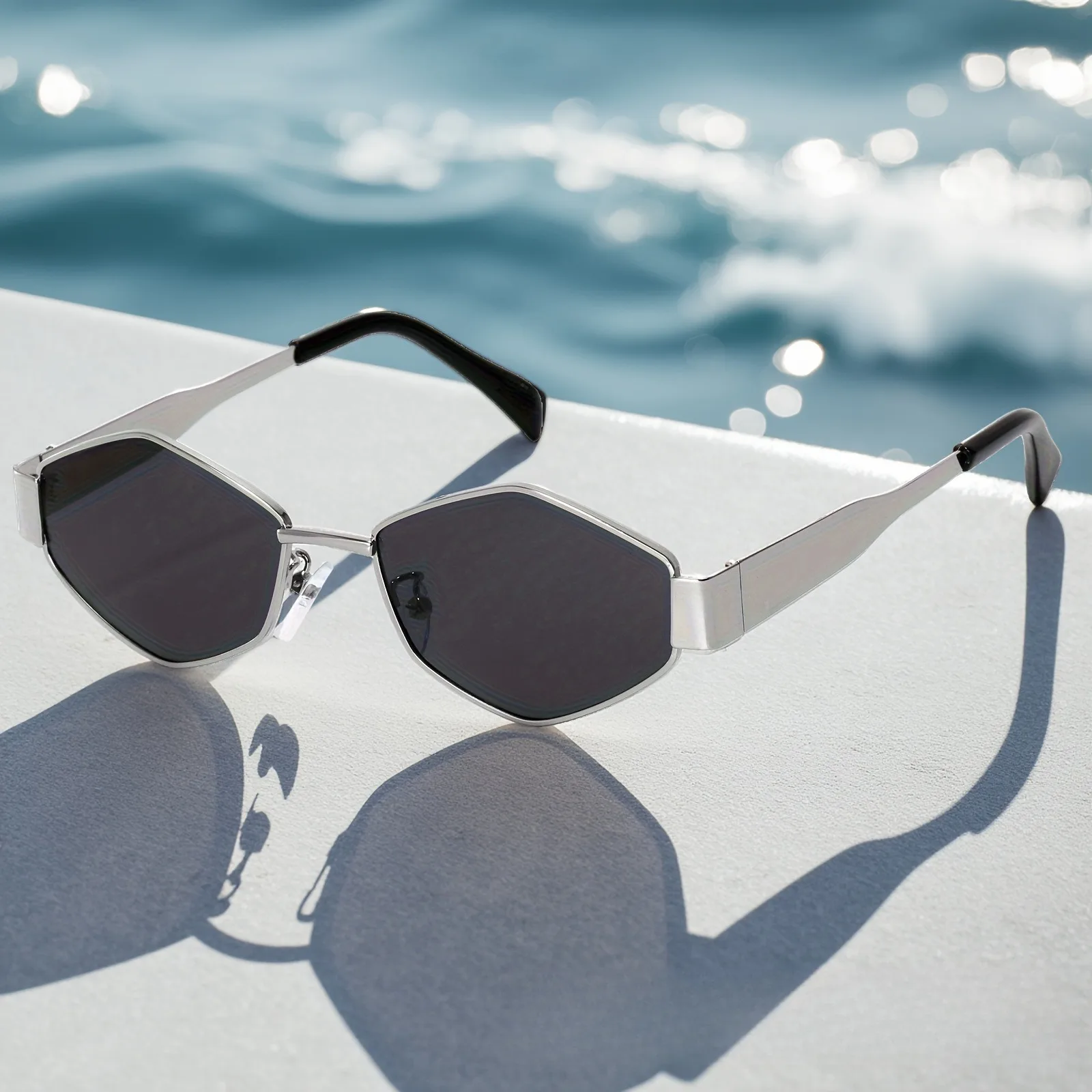 Retro Rhombus Steampunk Sonnenbrille für Damen und Herren, trendige Sonnenbrille mit Metallrahmen, lässiges Outdoor-Fotografie-Zubehör, Brillen