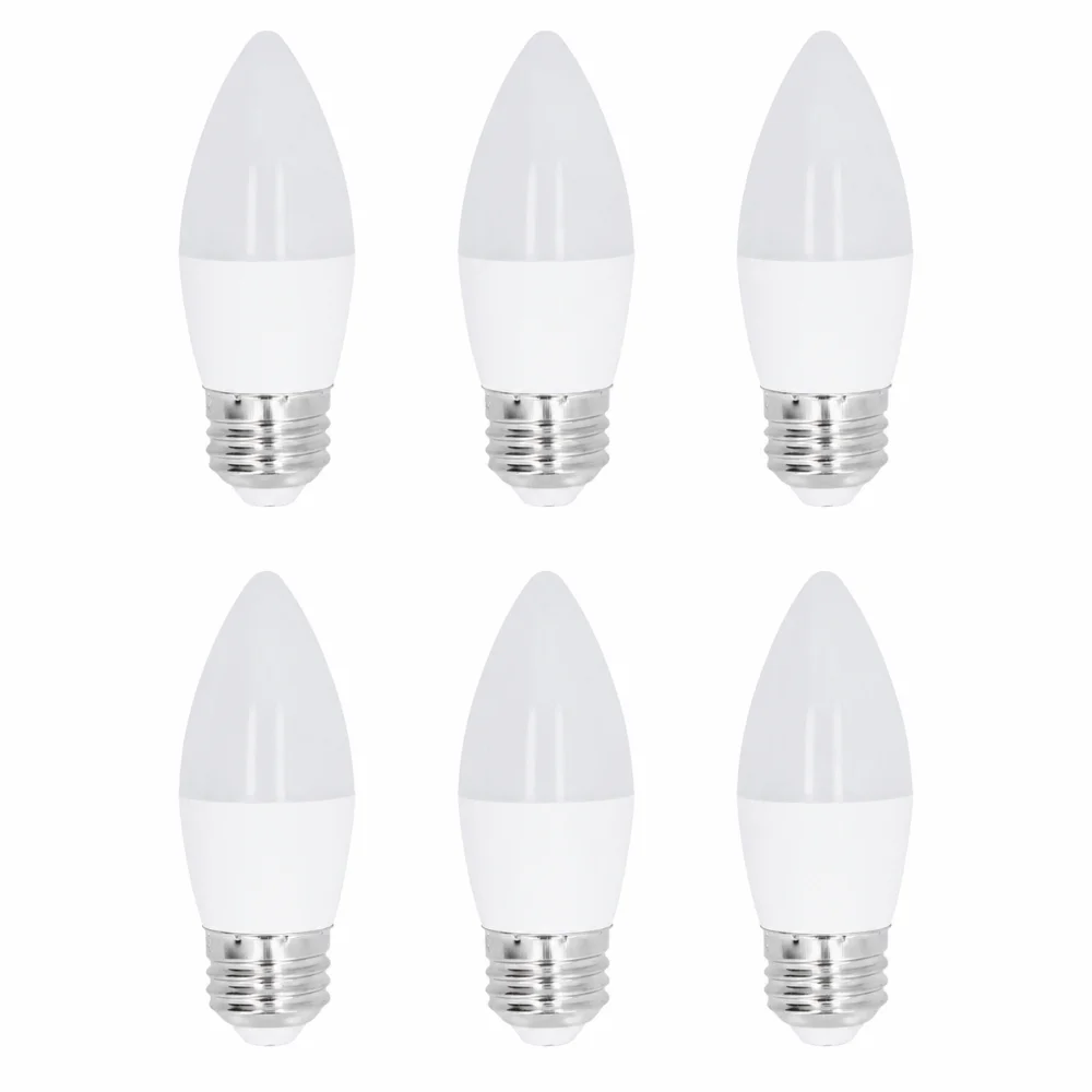 6pcs Suitable E27 Base LED Light Bulb 5W AC85-265V LED Candle Bulb Candle Lamp For Chandelier