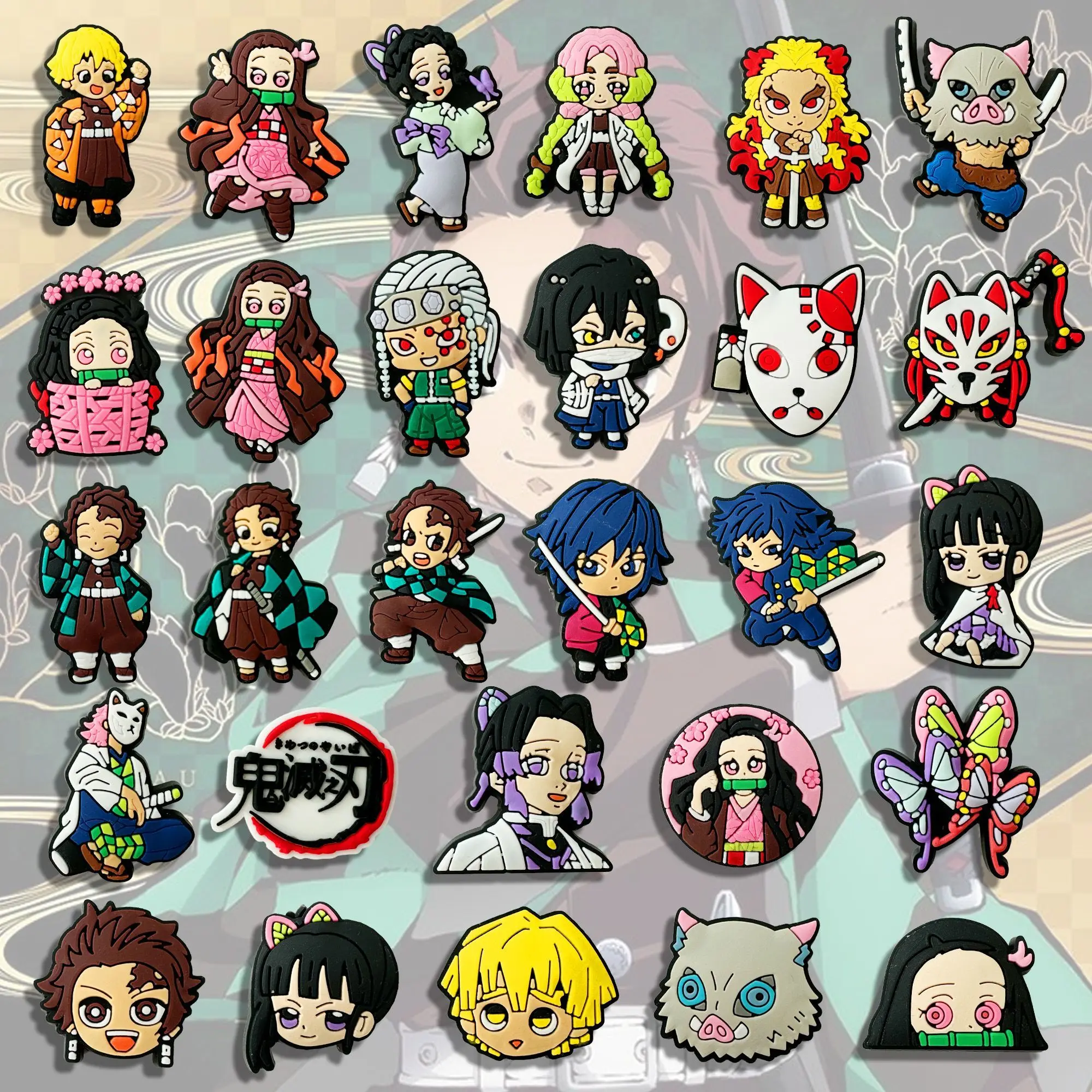 Demon Slayer DIY Schuh-Charms Anime-Charakter PVC 2D DIY Dekorationszubehör