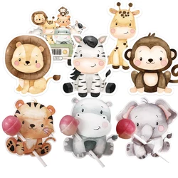 48pcs Wild Animal Lollipop Cards Carton Candy Holder For Kids Wild Forest Happy Birthday Party Candy Gift Accessories Supplies