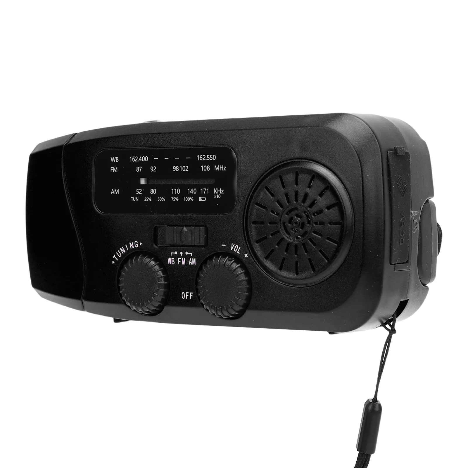Solar Hand Crank Radio 2000mAh Battery AM FM WB Emergency Weather Radio with LED Flashlight for Outdoor Camping Hiking
