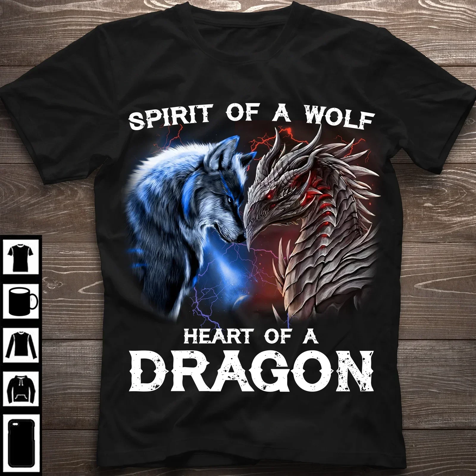 Spirit of A Wolf Heart of A Dragon T-Shirt 100% Cotton O-Neck Summer Short Sleeve Casual Mens T-shirt Size S-3XL