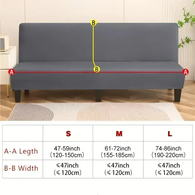 Waterproof Sofa Bed Cover Elastic Without Armrest Folding Sofa Cover Solid Color Spandex Couch Slipcovers for Living Room Decor