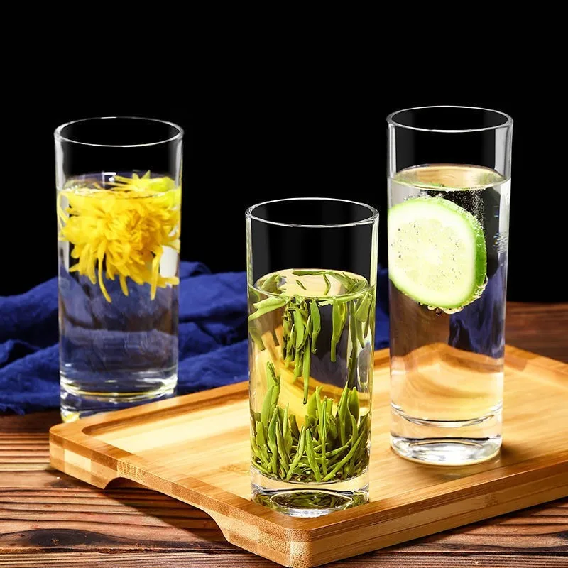 

een Tea Crystal Glass Cup No Cover Straight Tube High Temperature Resistant Transparent Brewing Cup for Tea House Profio...