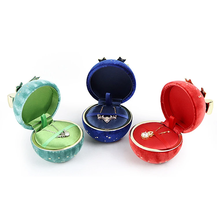 Round Shape Festival Party Gift Packaging Box Valentine's Day Shining Star Ring Box with Bow Necklace Pendant Jewelry Storage