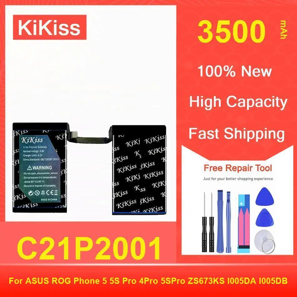 

Kikiss Battery 3500Mah C21P2001 For ASUS ROG Phone 5 5S Pro 4Pro 5Spro ZS673KS I005DA I005DB