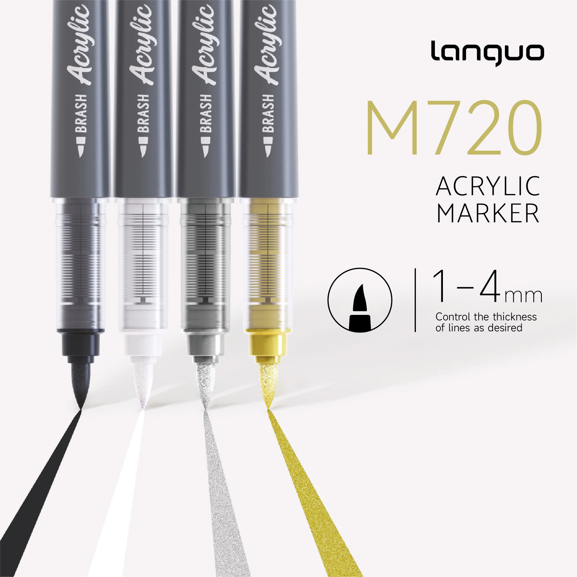 LANGUO 5/1 Stück 4 Farben Direktflüssige Acryl-Marker-Set DIY Malerei Zeichnen für Glas Schule Kunstbedarf Schreibwaren – Detail 1