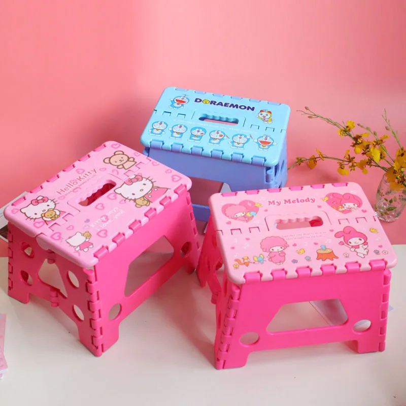 

Sanrio Folding Stool Boarding Hello Kitty Cinnamoroll Kuromi Mazar Low Stool Outdoor Fishing Fan Cartoon Bench Chair Girls Gift