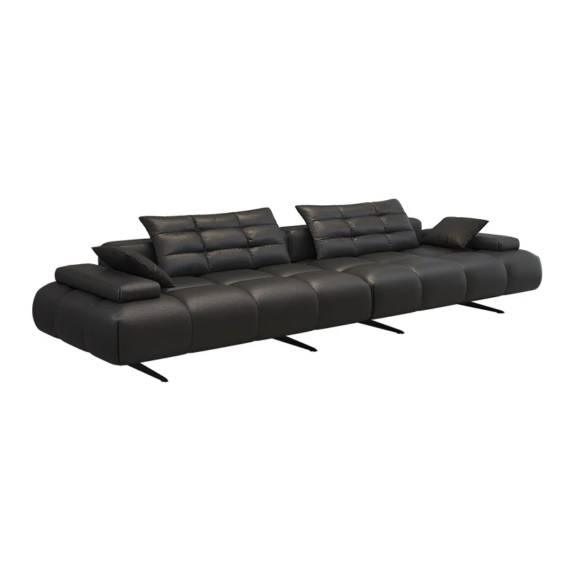 

Nordic style, new, ecological, leather, sofa, living room, Italian, minimalist, straight row