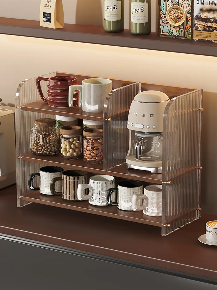 

Acrylic Densi Board Cup Holder Desktop Cup Ra Tea Cup Storage Cabinet Simple Sle Tabletop Organizer for Cup Storage