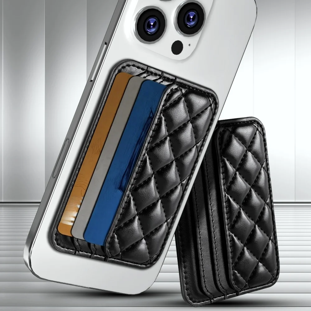 

New ultra-thin magnetic leather card bag with multiple card slots for iPhone 17, 16, 15 grid card bag with three card inserts