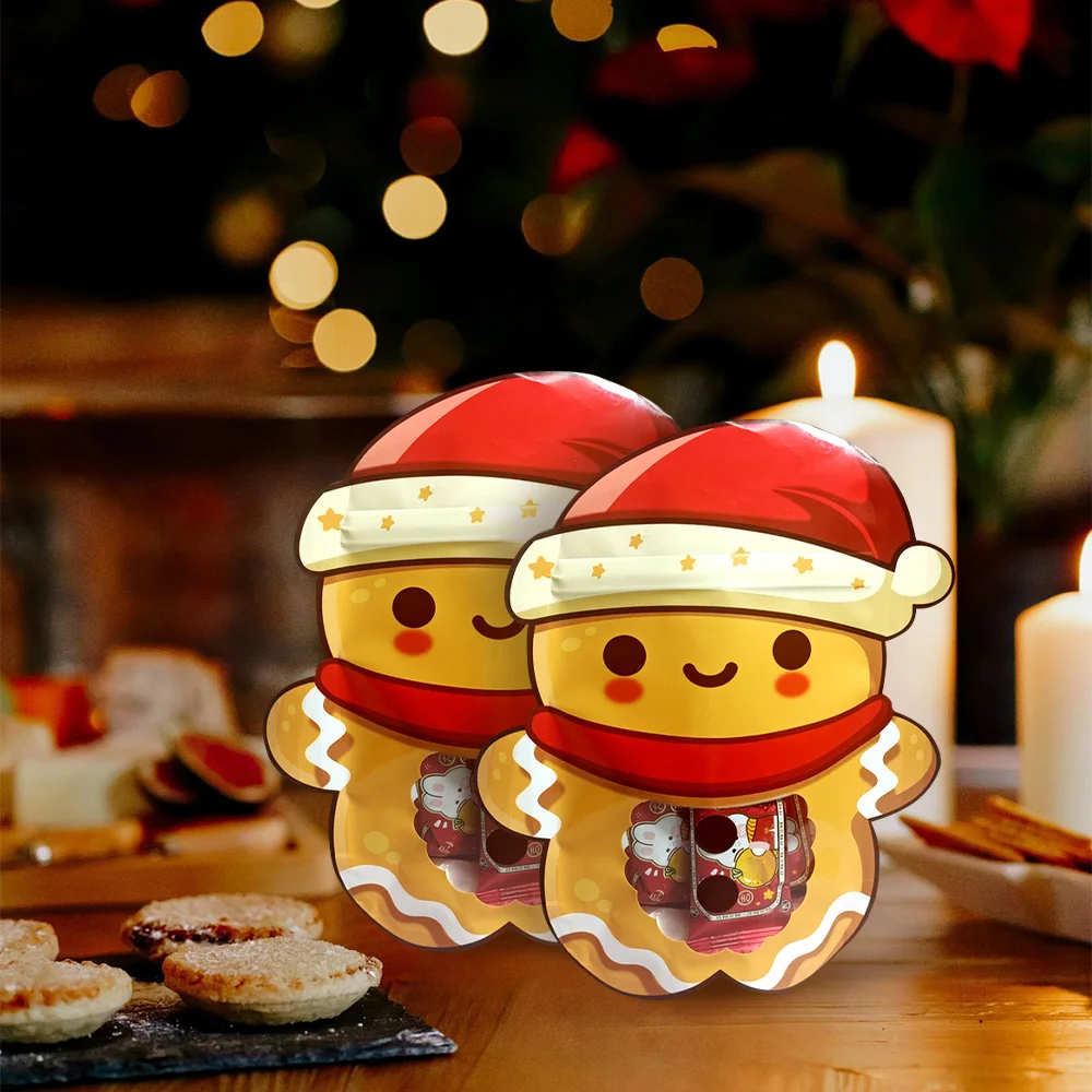 10PCS Christmas Candy Bags Cookie Boxes Christmas Gift Boxes Cartoon Cracker Man and House Boxes Christmas Candy Gifts