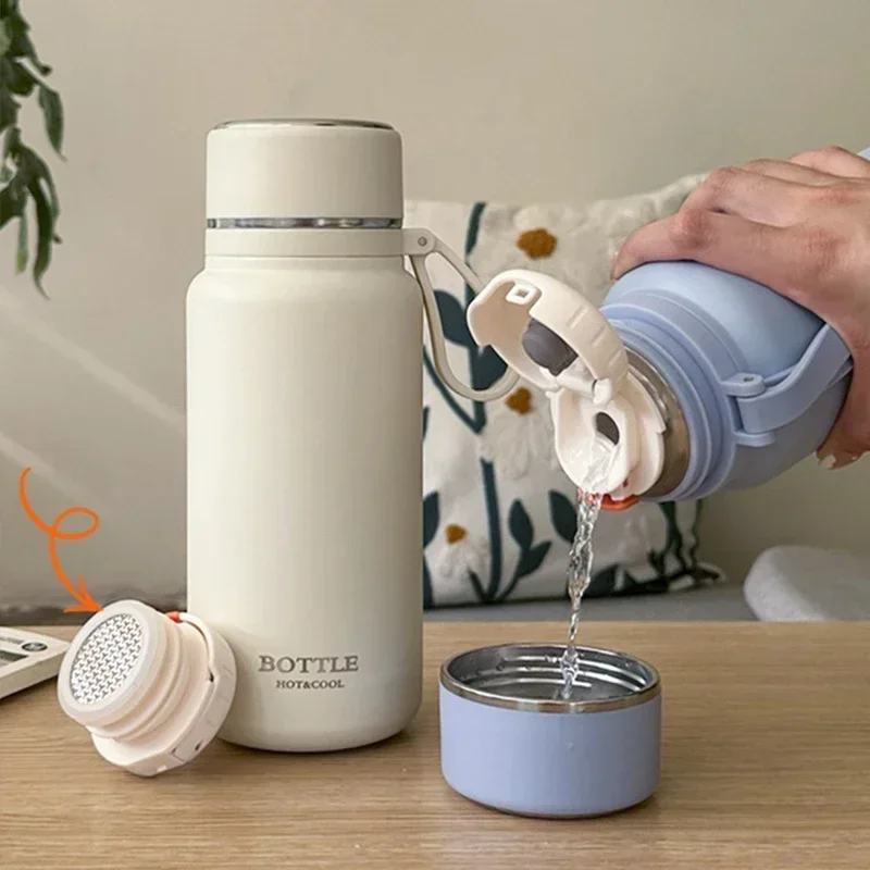 

New Portable Vacuum Flasks Thermoses Simple Design Large Capacity Thermos Cup Tea Water Separation Dual Drinking Mode