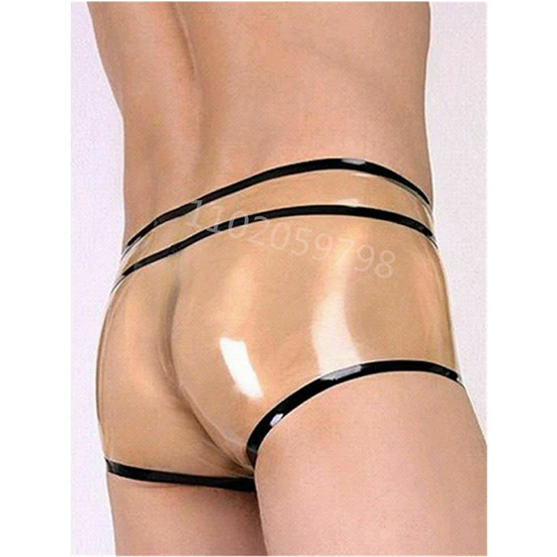 

Latex Panties Transparent with Black Male Underwear Rubber Briefs Mens Sexy Fetish Shorts