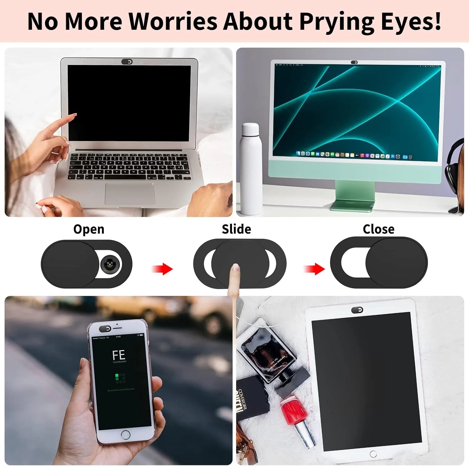 20 Pcs Webcam Cover , 0.03 inch Ultra Thin Laptop Camera Cover Slide for iPhone iPad MacBook Pro Computer iMac Cell Phone PC Accessories Camera Blocker Slider, Great for Privacy