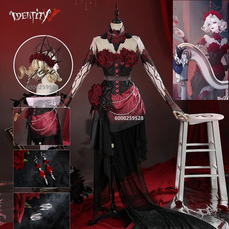 

Game Identity V Marie Cosplay Costume High Quality Red Lady Lolita Rose Dress Halloween Role Play Anime Clothes Comic Con Set