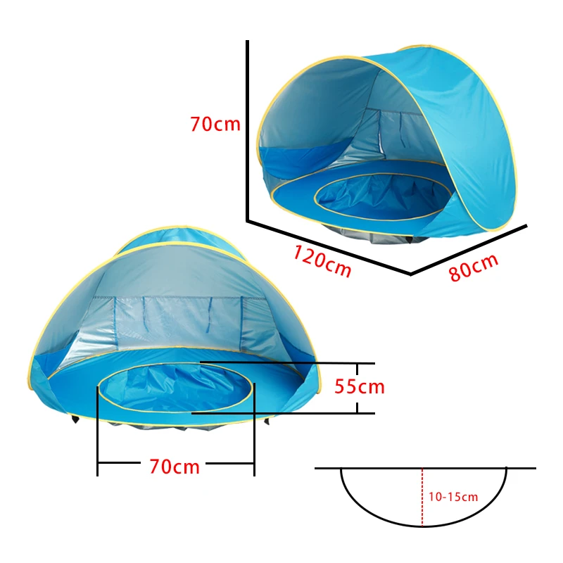 Tenda portátil da praia do bebê Proteção UV Sun Shelter Brinquedos infantis ao ar livre Piscina infantil Brincar de casa Brinquedos da barraca