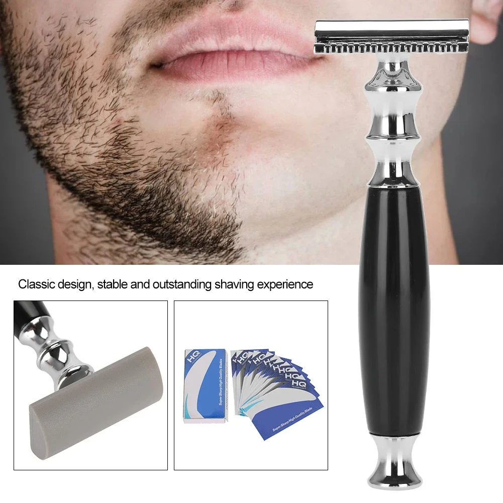 

Retro Safety Razor Set Stainless Steel Beard Shaping Template Handheld Razor Mustache Shaving Set With Razor Blades Shaving Tool