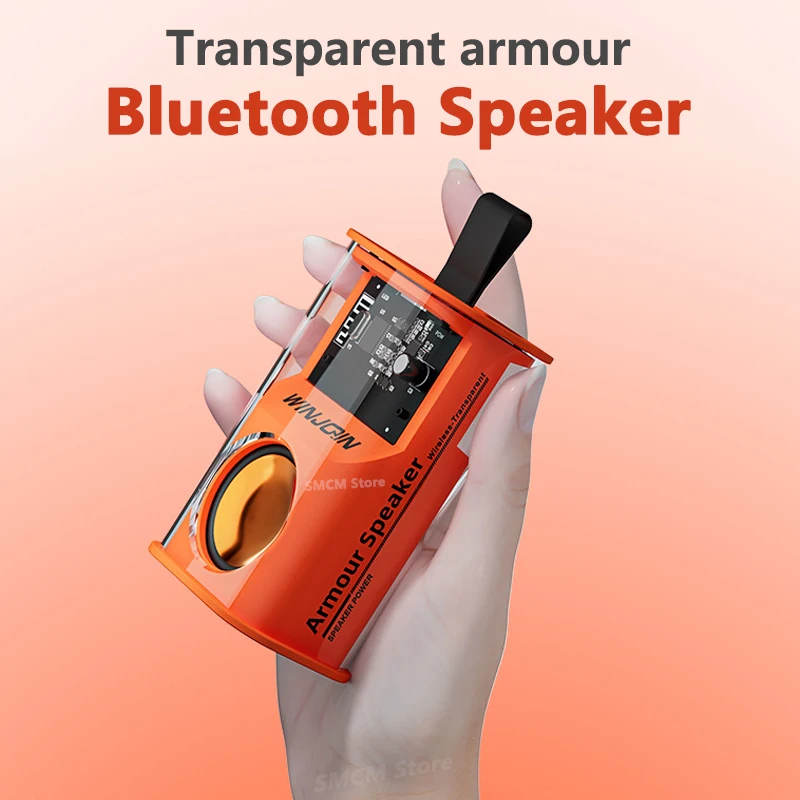 Transparent Mecha Bluetooth Speaker Wireless Audio Loudspeaker 5W 500mah Type-c With Breathing Light Support TWS Connection USB