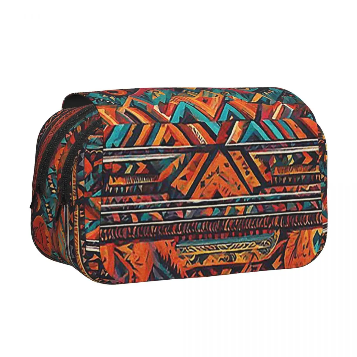 Painted Original Tribal Patterns Pencil Case Pencil Pouch Hard Shell Leather Big Capacity Pen Box Pencil Bag for Boy Girl School