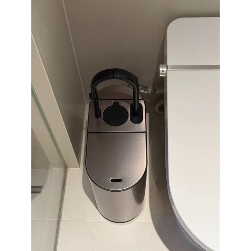 Smart Sensor Trash Can Bathroom Toilet Combo Automatic Touchless Motion Bin with Lid & Toilet Brush Holder  Home Waste Bin