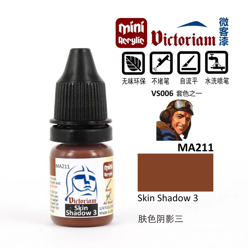 6pcs Set Model Paint Pigment Character Facial Skin Tone for Model Coloring Water-based Spray Coating Pen Soldiers Facial Suit