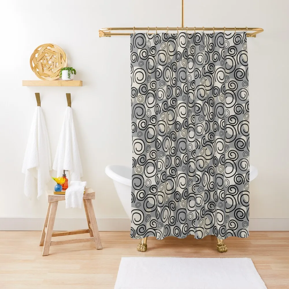 

Neutral Scroll Hidden Mouse Shower Curtain Bathroom Decor Modern Showers For Bathroom Window Curtain