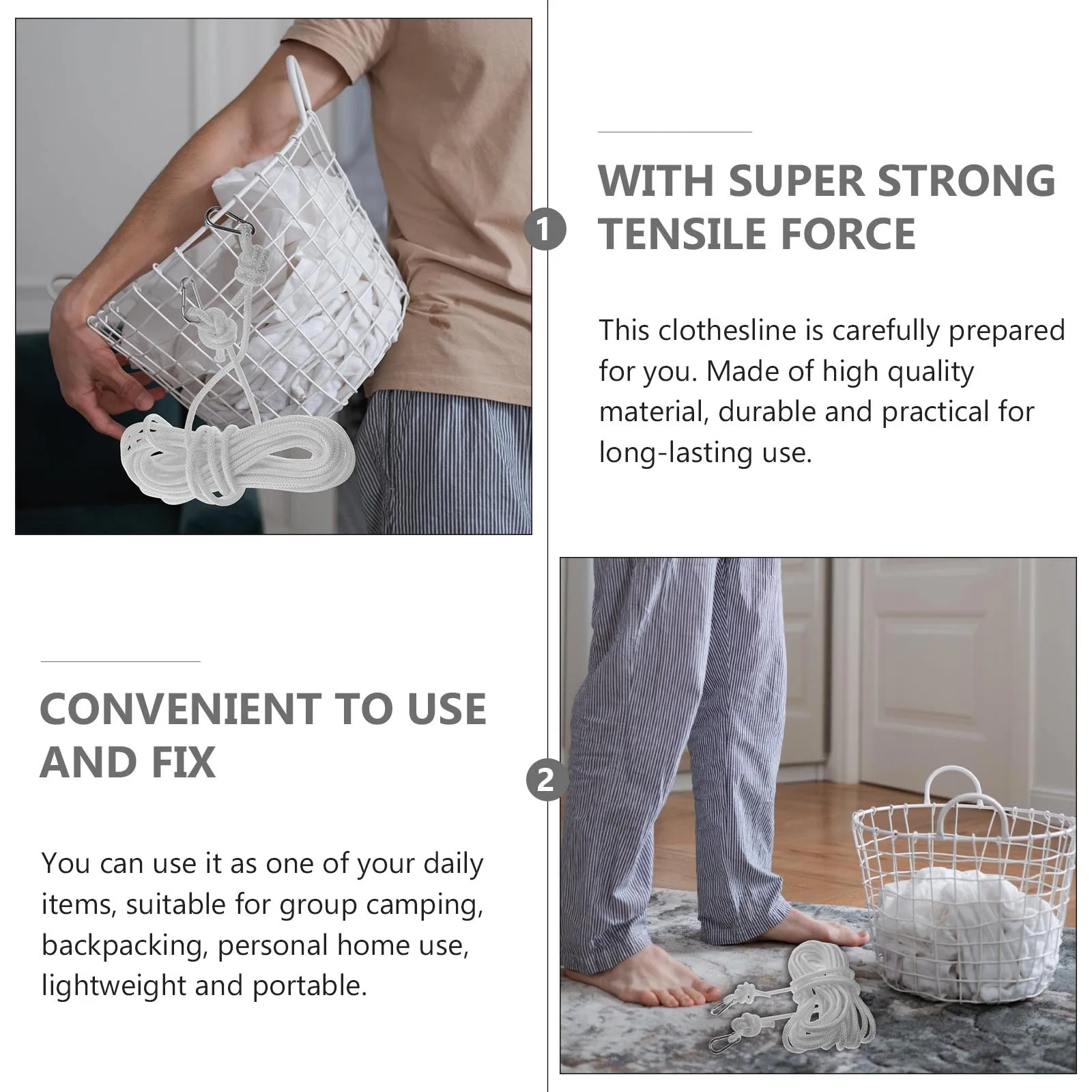 

1Pcs Home Nylon Woven Clothesline Hanging Rope for Outdoor Drying Camping Portable Bundle Rope Home Clothesline