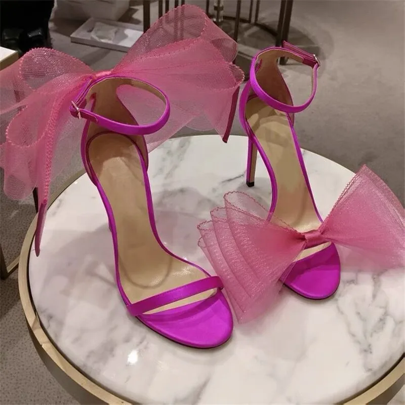 Big Butterfly-Knot Sandals Woman Summer 2024 High Heels Women Pumps Pointed Designer Shoes Mary Janes Sexy Stiletto Wedding Shoe