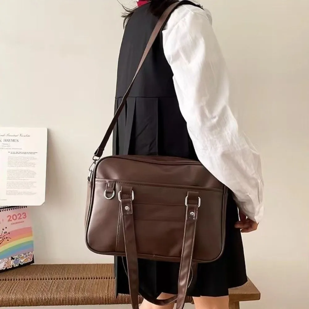 

Casual PU Leather Jk Shoulder Bag Big Capacity Adjustable Strap PU Handbag Japanese Style Itabag Student