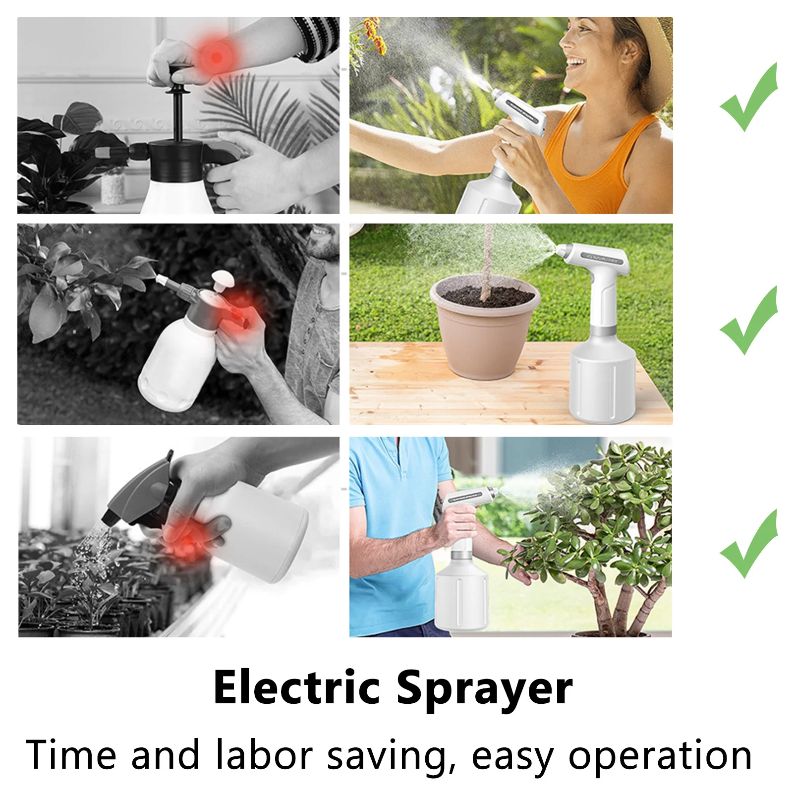 

1Pcs Electric Watering Pot Durable Safe Long Lasting Use Gardening Container Flower Plant Care Tool Green Watering Can