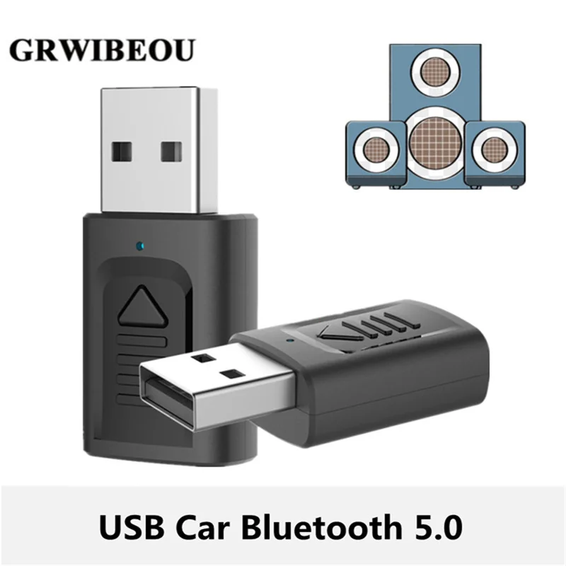 GRWIBEOU USB 4 in 1 Automatic Bluetooth 5.0 Audio Receiver 3.5mm Audio Receiver Wireless Stereo Suitable for Automotive Computer