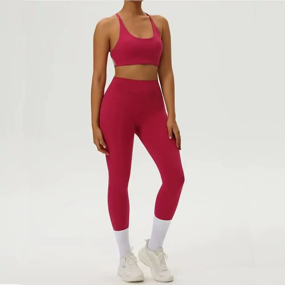 

2PCS Yoga Clothes Set Gym Fitness Suit Women Sports Bra High Waist Leggings Sportswear Running Workout Tracksuit Athletic Wear
