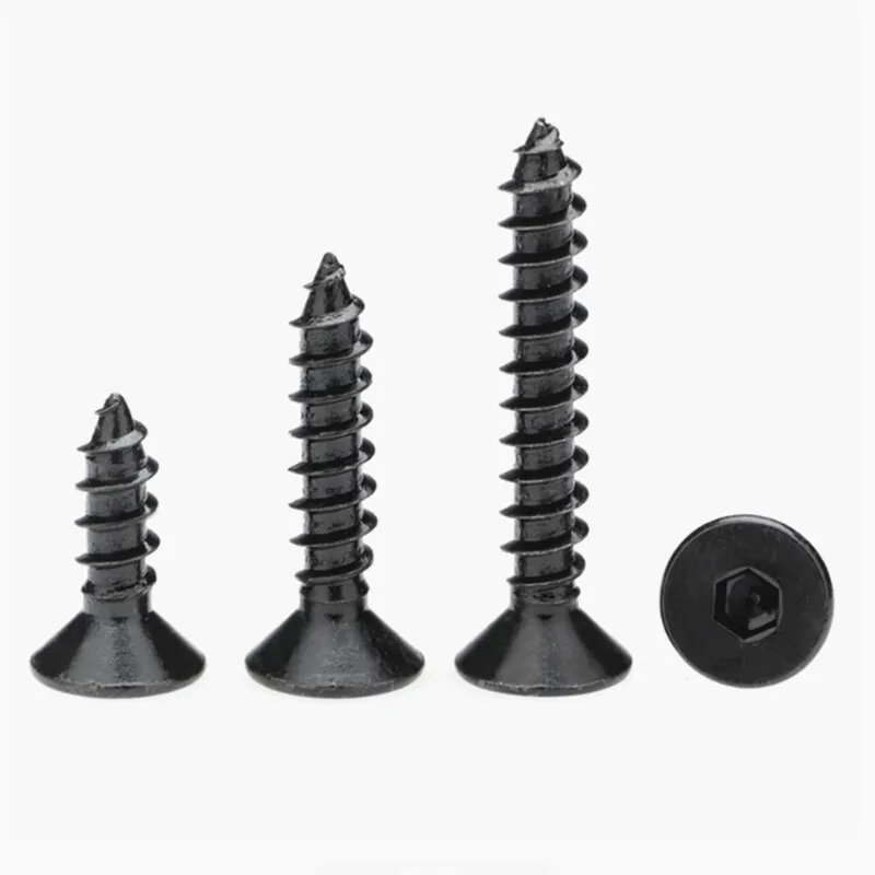 20pcs M3 M4 M5 M6 Black 8.8 High Strength Countersunk Heads Hexagon Socket Tapping Screw Flat Head Tappings Screws