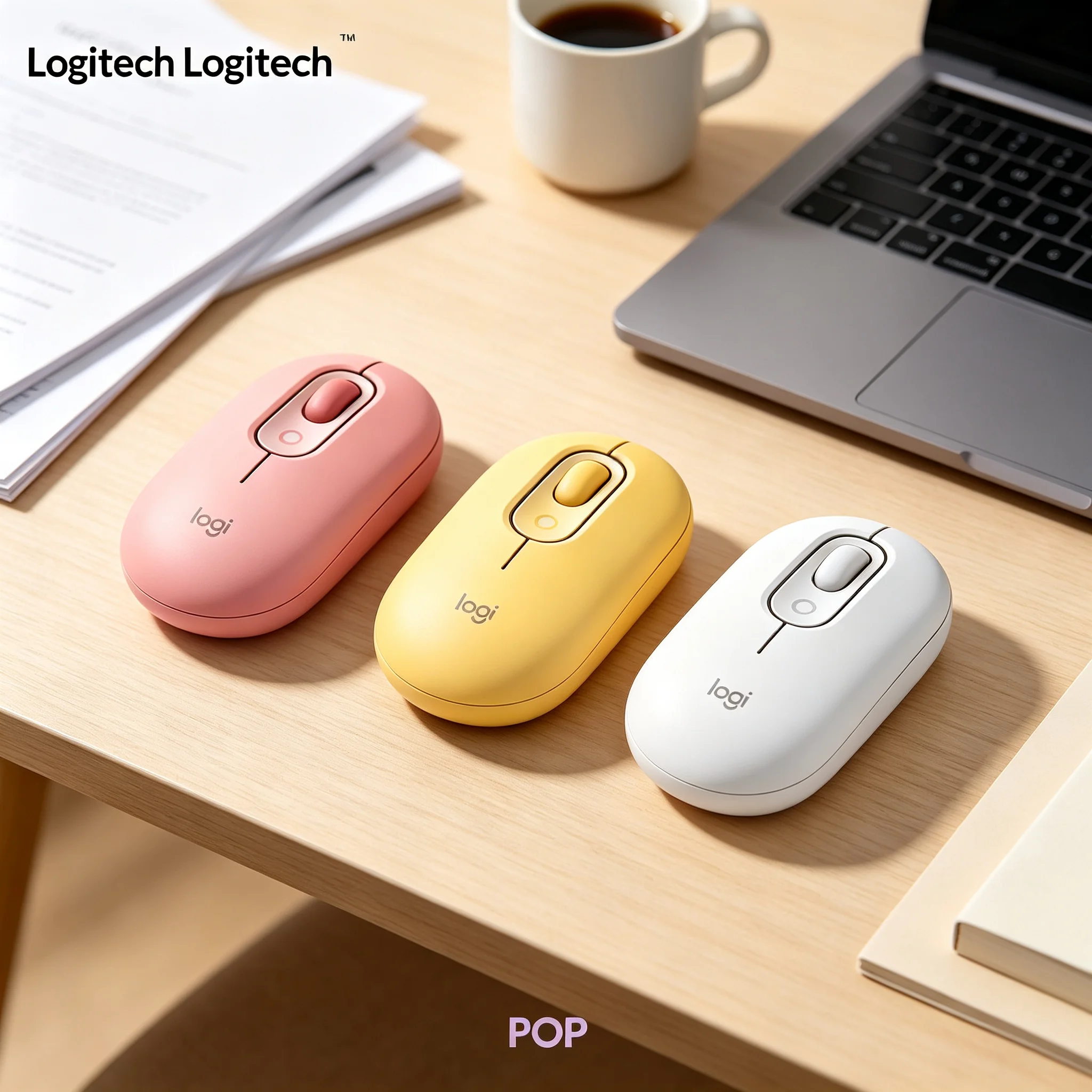 Logitech POP Bluetooth Wireless Silent Click Mouse Sweet Color Lightweight Ergonomic Mice For Home Work Tablet Chromebook PC