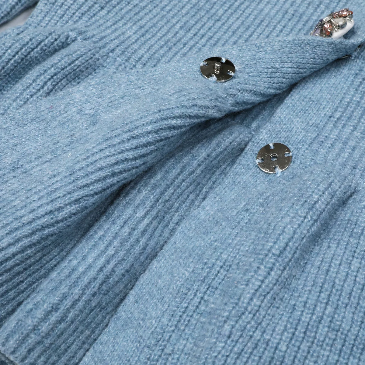 Zjyt elegante outono inverno luxo diamantes cardigans camisola e saia terno 2 peça conjunto de correspondência 2025 roupa feminina moda azul