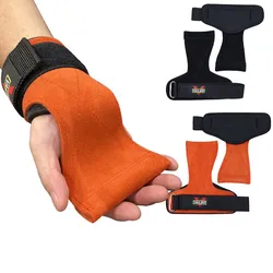 Crossfit Weightlifting Hand Grip Musculation Fitness Hand Wear-resistant Non-slip Powerlifting Wrist Wrap Cowhide Gym Gloves