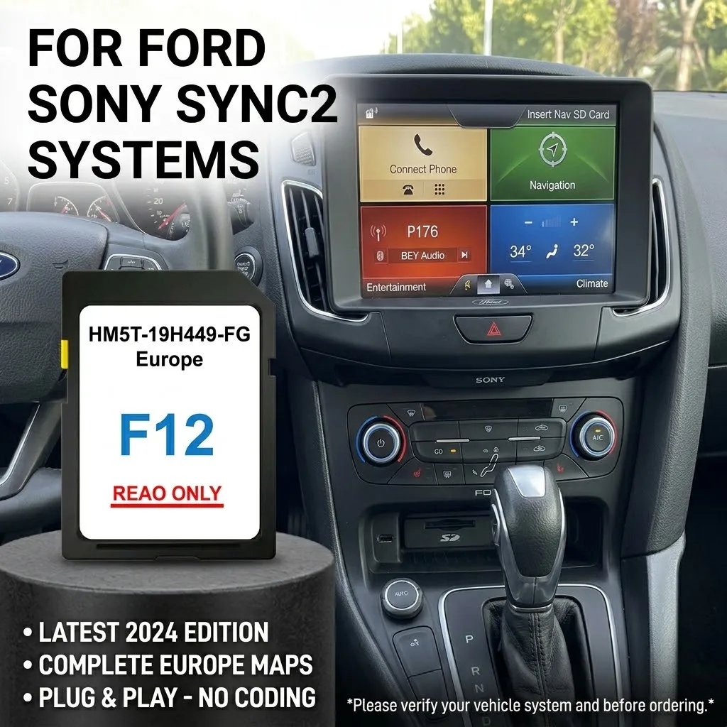 2024 Europe GPS Nav Map Update SD Card HM5T-19H449-FG, Replaces Old Versions, Fit for Ford SYNC2, Ford Lincoln 2011-2016