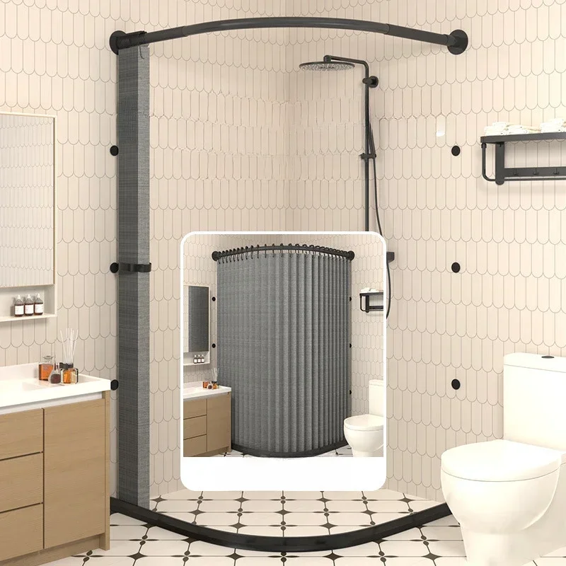 

Mildew-proof Waterproof Toilet Non-porous Corner Magnetic Folding Invisible Shower Curtain Thickened Shower Partition Screen