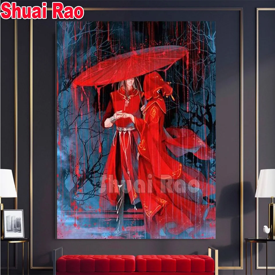 5D DIY Diamond Painting kit Anime Character,Tian Guan Ci Fu home art cross stitch full round diamond embroidery mosaic decor,