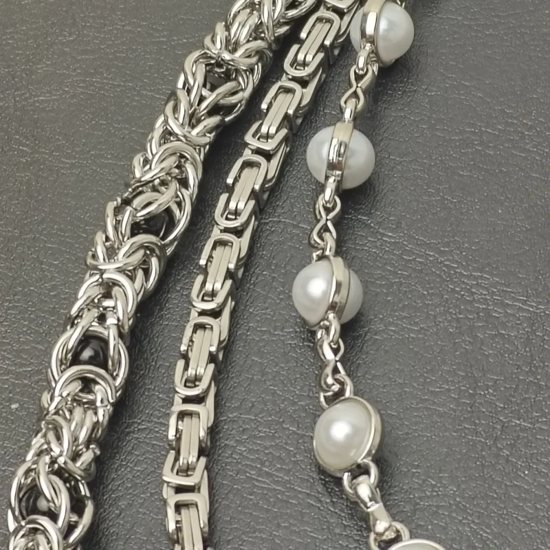 Retro sMonarch Keel Clamp Beads Pearl Pants Chain Three layers Fashion Accessories Hip Hop Punk One\'s Waist Concise y2k KeyChain