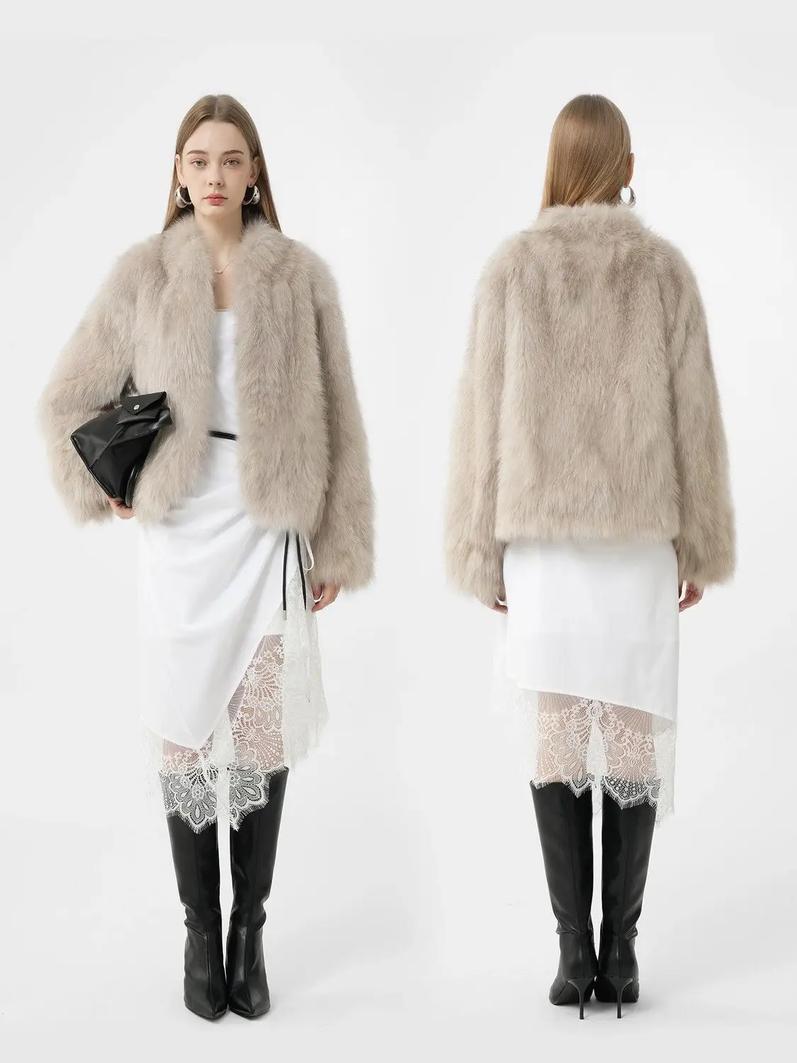 Abrigos con cuello desmontable de piel sintética para mujer, chaqueta de noche gruesa de terciopelo Ins para esposa, chaqueta de seda acanalada, cómoda y ligera