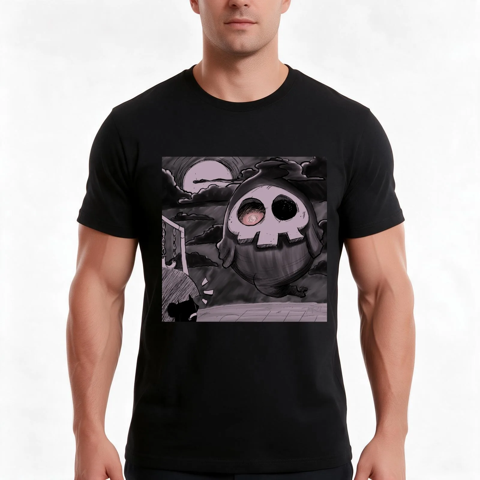 Duskull and the Disobedient Child (Large Print) T-Shirt Summer Casual Cotton Tee Oversized Streetwear Tops Unisex Men Women
