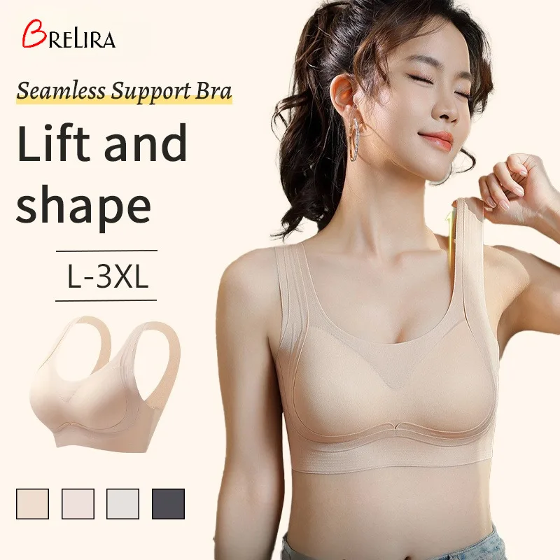 

BreliraPush Up Lift Bra Бесшовный высокий беспроводной бюстгальтер Бесследный антипровисающий дышащий мягкий бюстгальтер