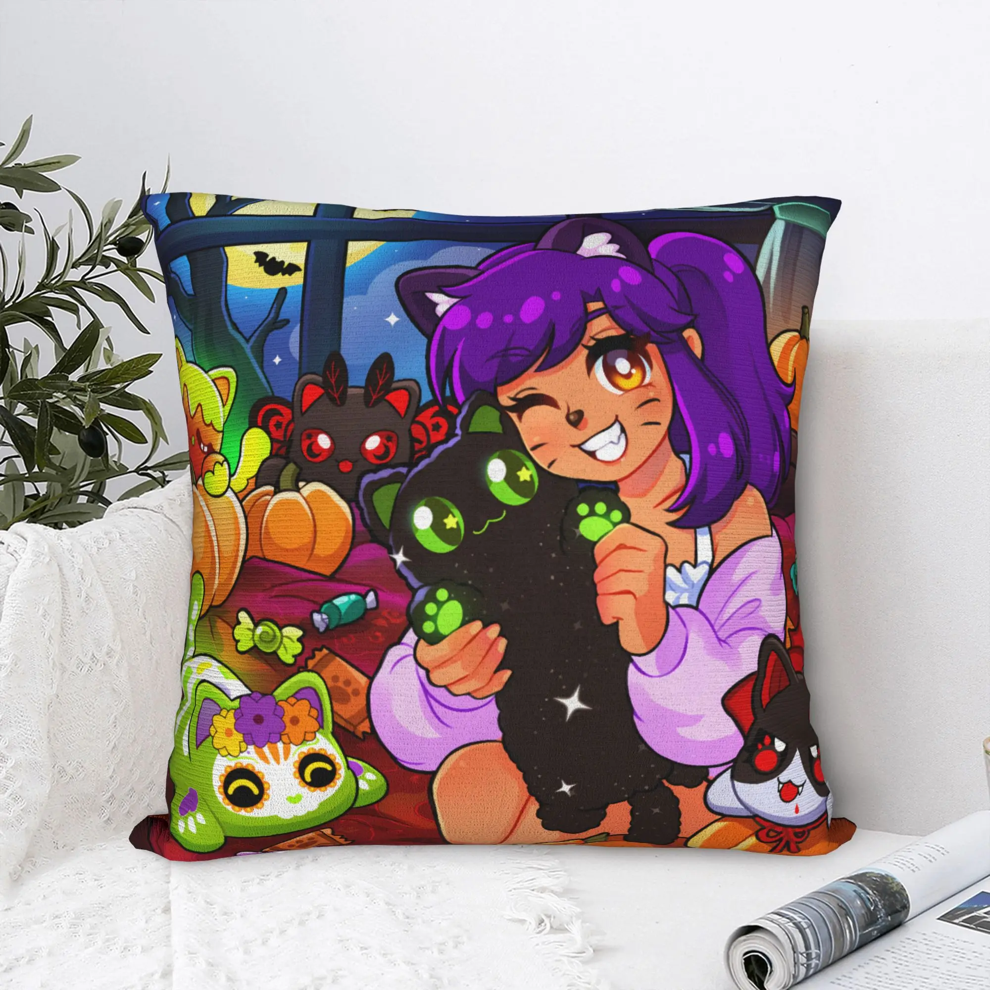 Adventurous Aphmau Quest Background Pillowcases  Novelty Pillow Case For Living Room Bed Chair Square Pillow Cover