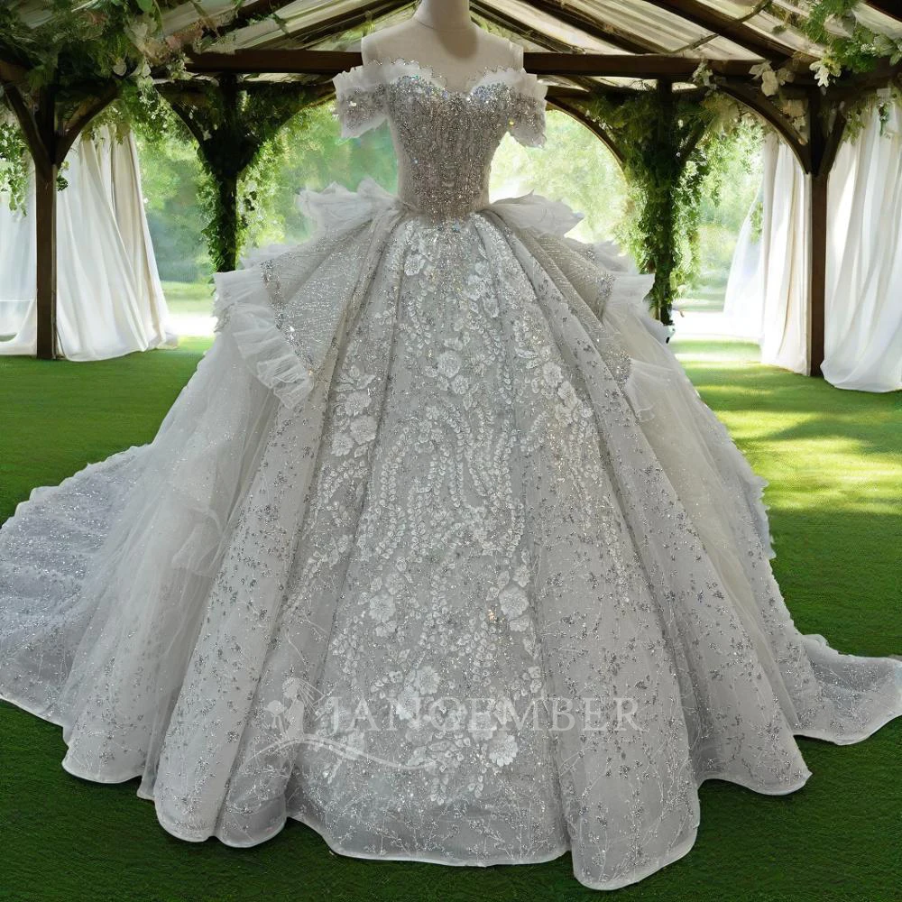 

Jancember Elegant Princess Wedding Dresses Woman's Sexy V-neck Bridal Gowns Formal Short Sleeve Party Vestido De Fiesta MN255