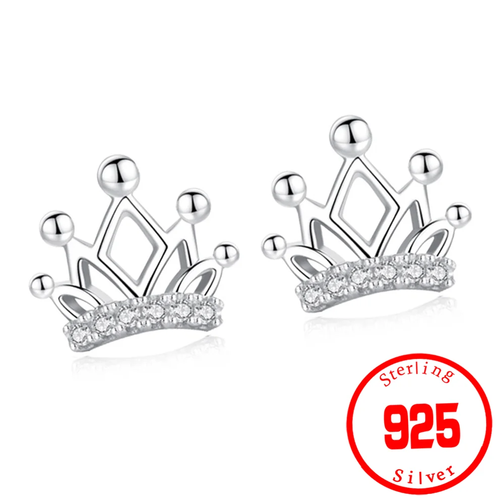 

Delicate Tiny Hollow Princess Crown Stud Earrings With Shiny Zircon For Women Girls Earring Jewelry An Crown